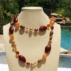 Boho Necklace Ethnic Long Mixed Bead Statement NWT